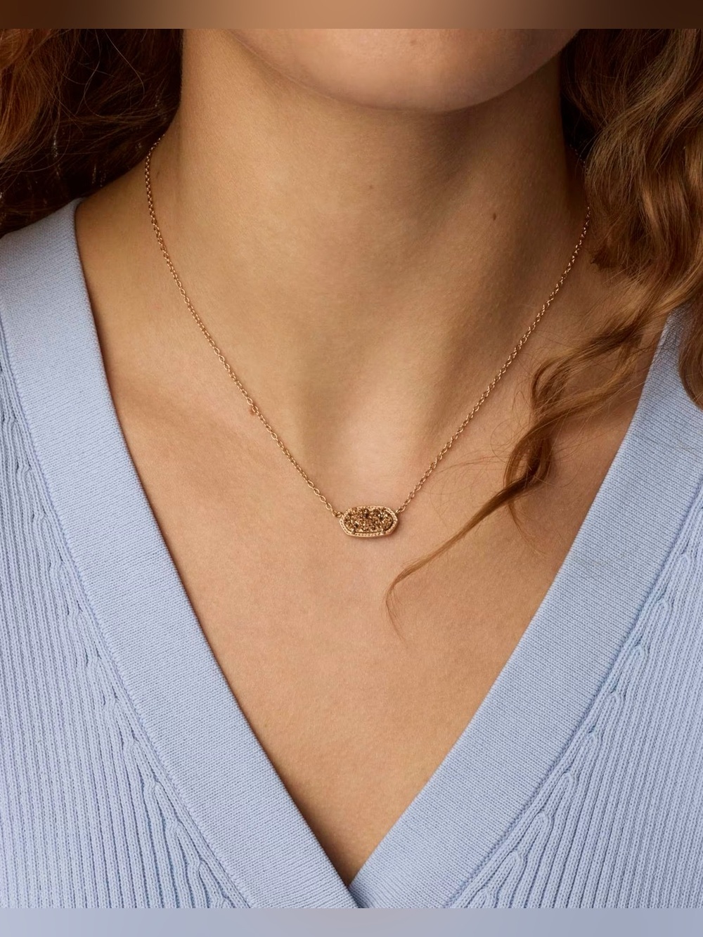 Kendra Scott Elisa Rose Gold Pendant Necklace in Rose Gold Drusy